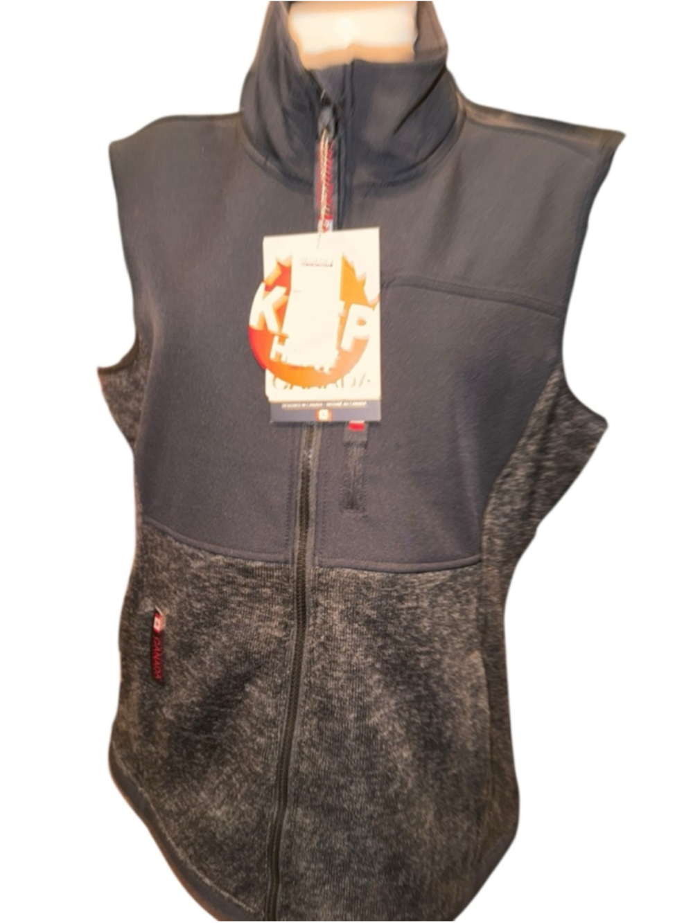 Women's CANADA weathergear Gray & Black Full Zip Vest XL